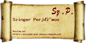Szinger Perjámos névjegykártya